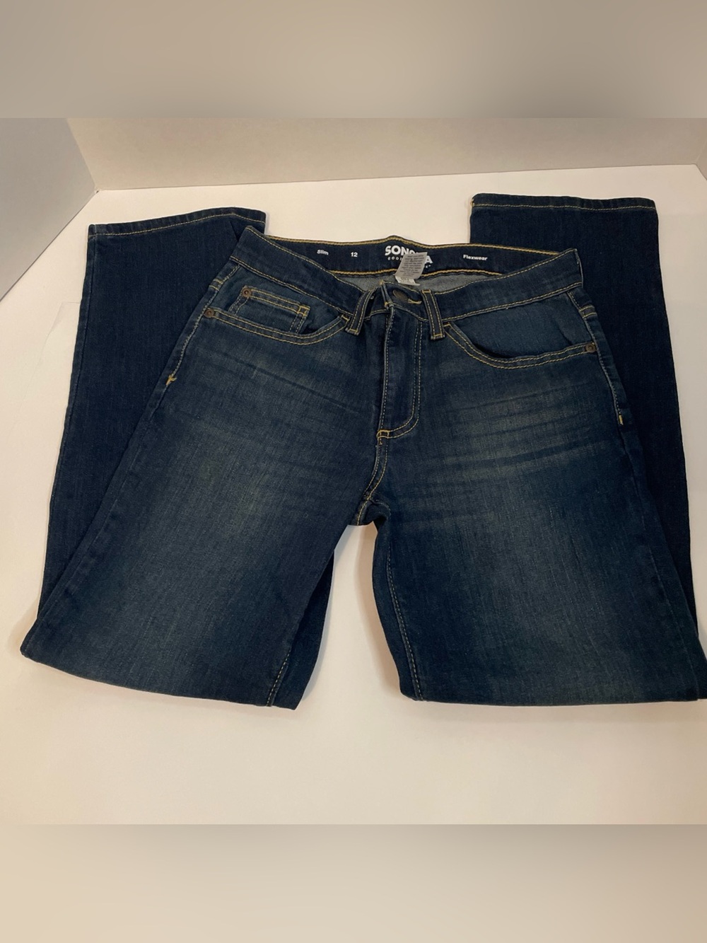 SONOMA Straight Leg Jeans Boys Size 12 Blue Flexwear Denim Medium-Dark Wash